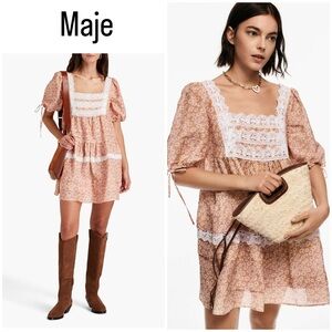 Maje ~ Radola Floral-Print Linen-Blend Mini Dress